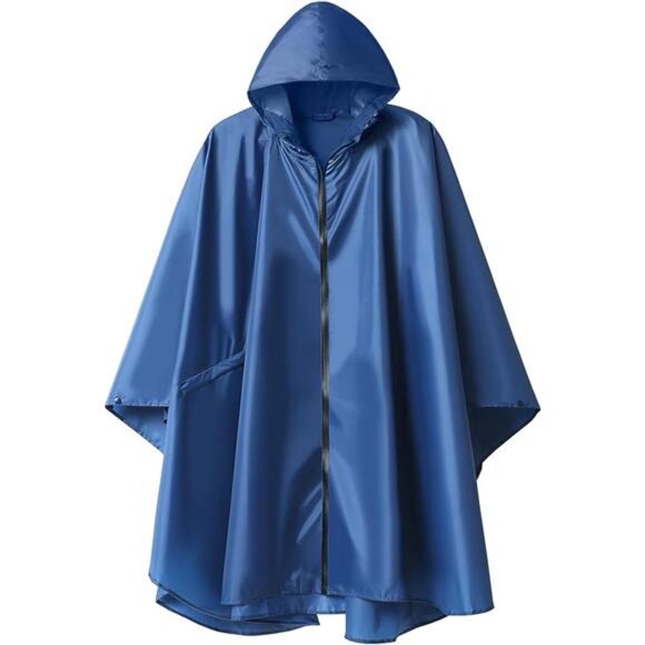 Rain Poncho Jacket Coat Hooded for Adults with Pockets - Picture 1 of 7